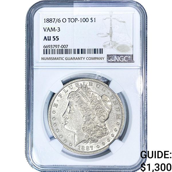 1887/6-O Morgan Silver Dollar NGC AU55 VAM-3