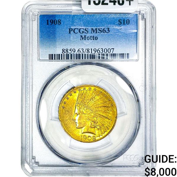 1908 $10 Gold Eagle PCGS MS63 Motto