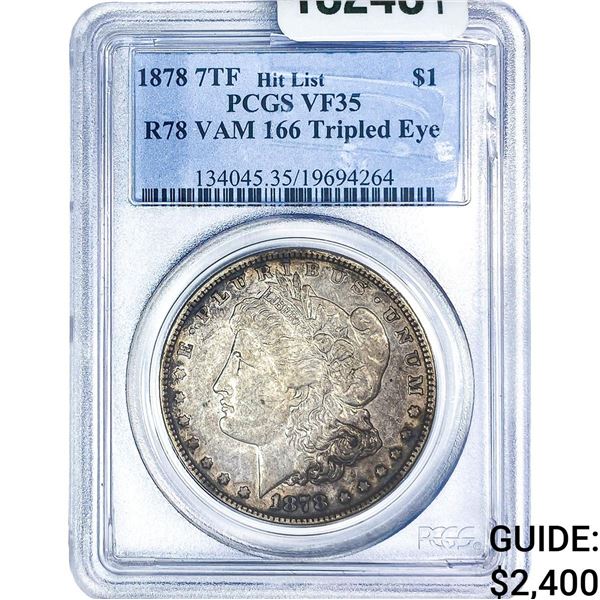 1878 R78 Morgan Silver Dollar PCGS VF35 VAM 166