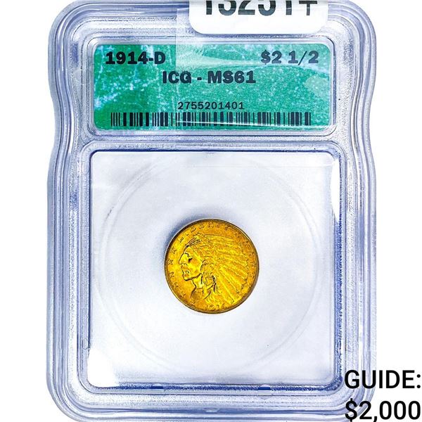 1914-D $2.50 Gold Quarter Eagle ICG MS61