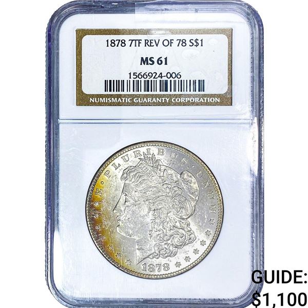 1878 Rev. 78 Morgan Silver Dollar NGC MS61