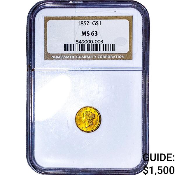 1852 Rare Gold Dollar NGC MS63