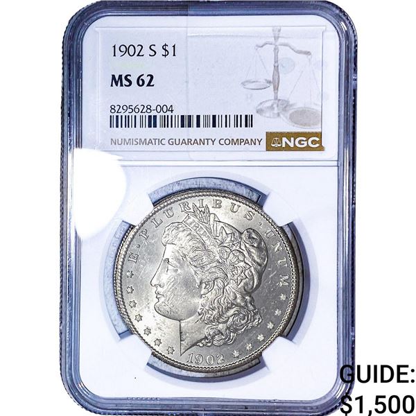 1902 Morgan Silver Dollar NGC MS62
