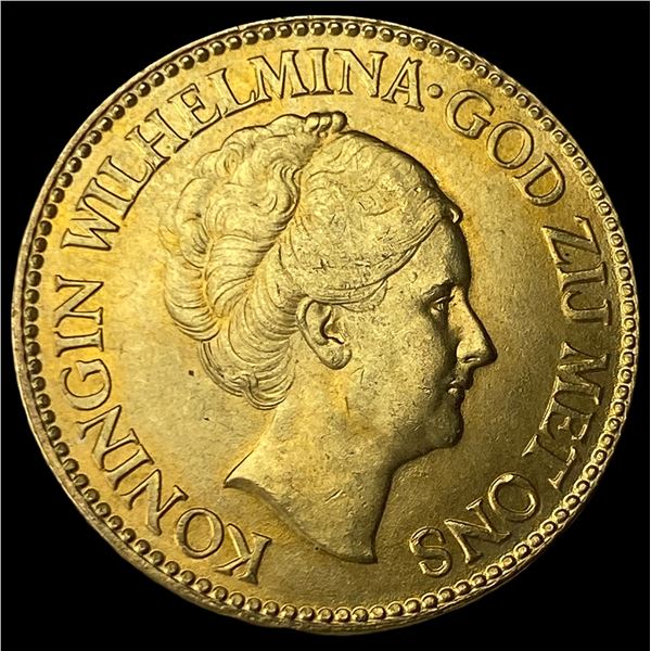 1933 Netherlands .1867oz Gold 10 Gulden GEM BU