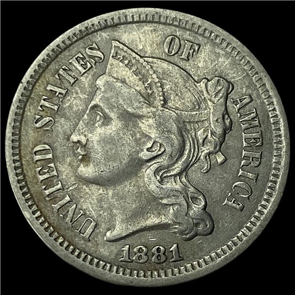 1881 Nickel Three-Cent Piece NEARLY  UNCIRCULATED