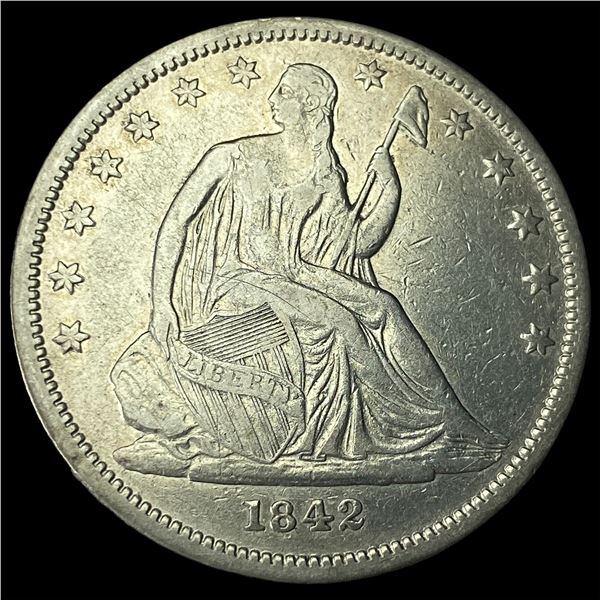 1842 Silver Seated Liberty Half Dollar CLOSELY UNCIRCULATED