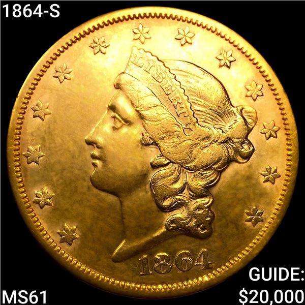 1864-S $20 Gold Double Eagle UNCIRCULATED