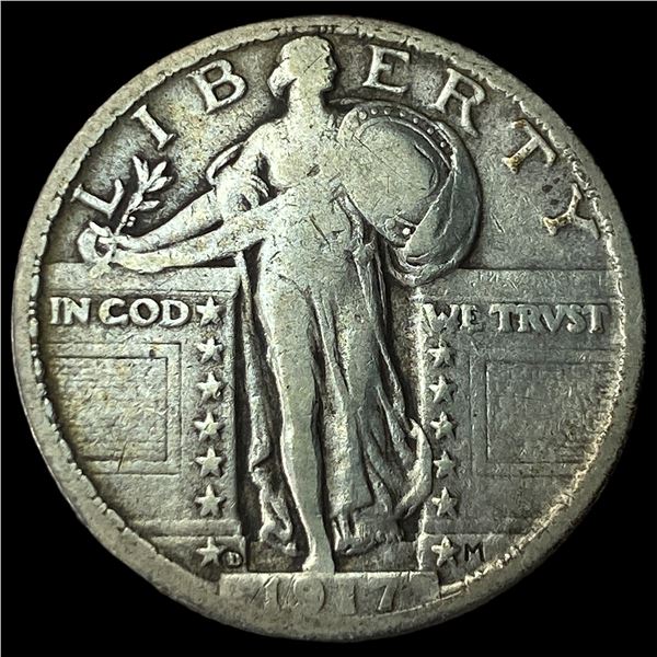 1917-D Type 2 Standing Liberty Quarter LIGHTLY CIRCULATED