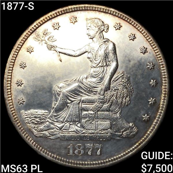 1877-S Silver Trade Dollar CHOICE BU PL