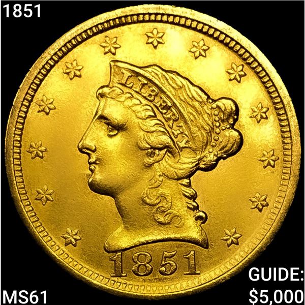 1851 $2.50 Gold Quarter Eagle UNCIRCULATED