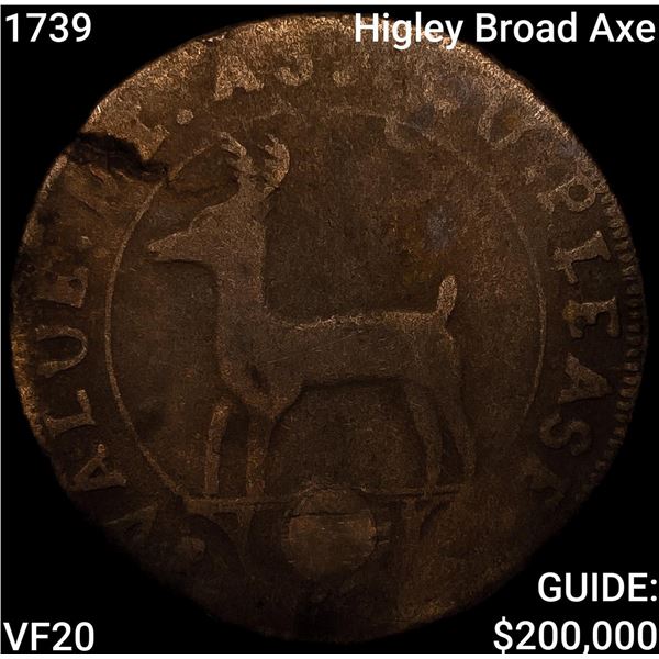 1739 Higley Broad Axe Colonial 3 Pence LIGHTLY CIRCULATED