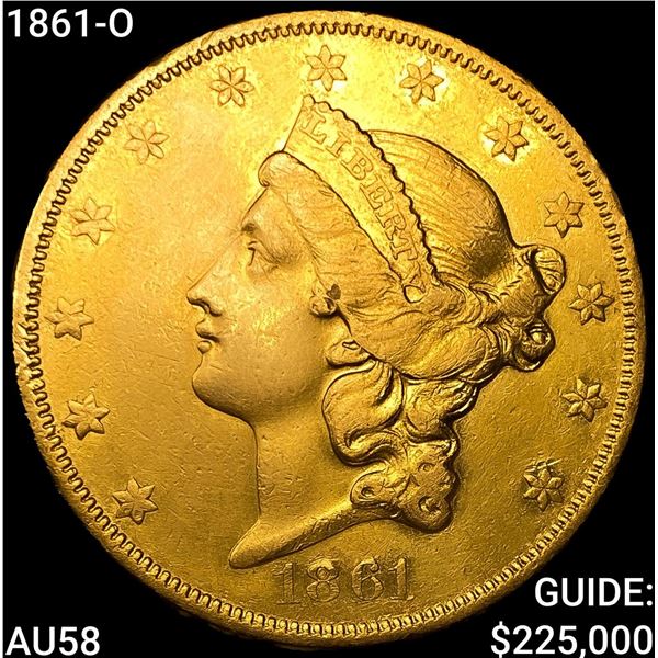 1861-O $20 Gold Double Eagle CHOICE AU