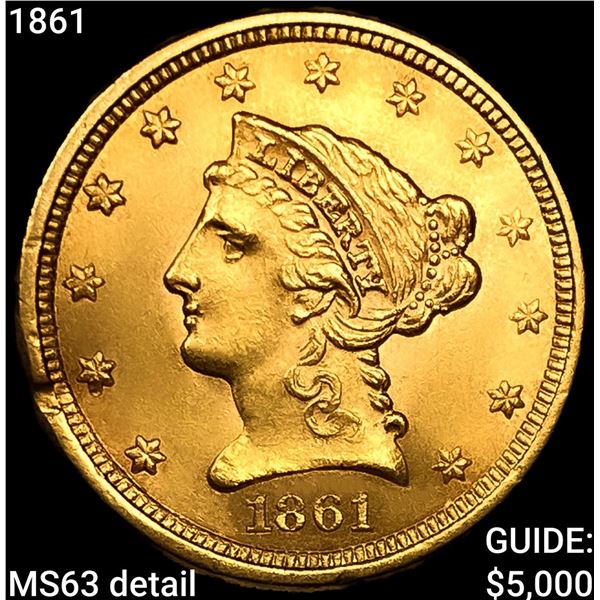1861 $2.50 Gold Quarter Eagle CHOICE BU