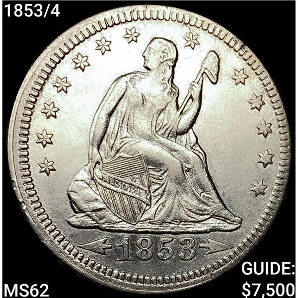 1853/4 Seated Liberty Quarter UNCIRCULATED