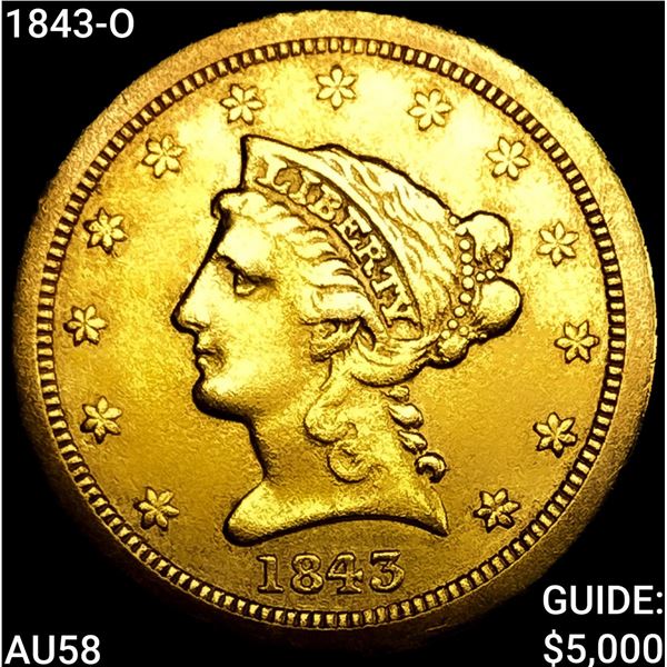 1843-O $2.50 Gold Quarter Eagle CHOICE AU