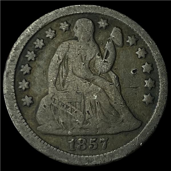 1857 Silver Seated Liberty Dime NEARLY UNCIRCULATED