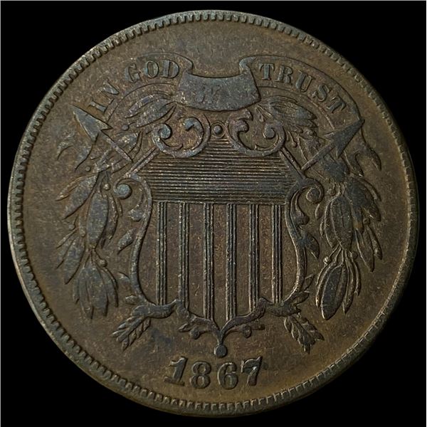 1867 Two-Cent Piece CHOICE AU