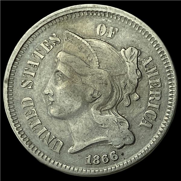 1866 Nickel Three-Cent Piece CLOSELY  UNCIRCULATED