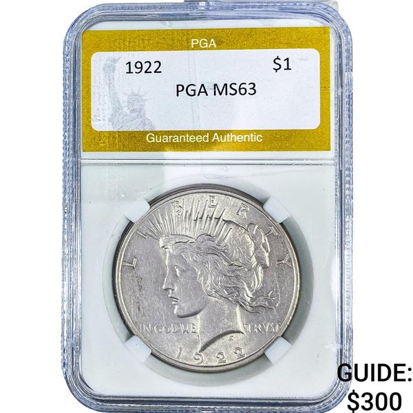 1922 Silver Peace Dollar PGA MS63