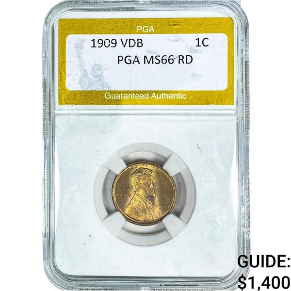 1909 VBD Wheat Cent PGA MS66 RD