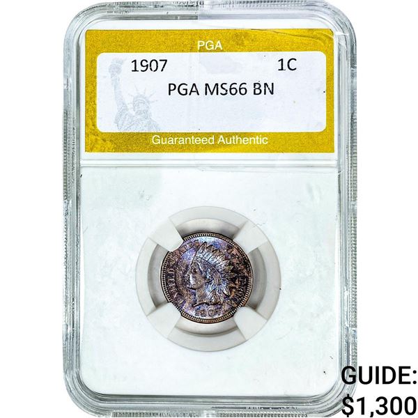 1907 Indian Head Cent PGA MS66 BN