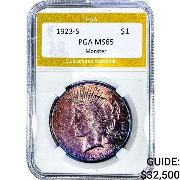 1923-S Silver Peace Dollar PGA MS65 Monster