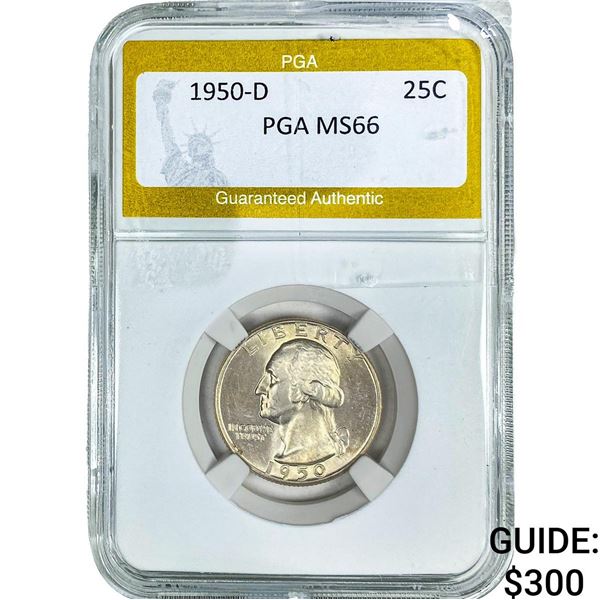 1950-D Washington Silver Quarter PGA MS66