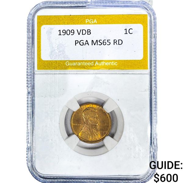 1909 VDB Wheat Cent PGA MS65 RD