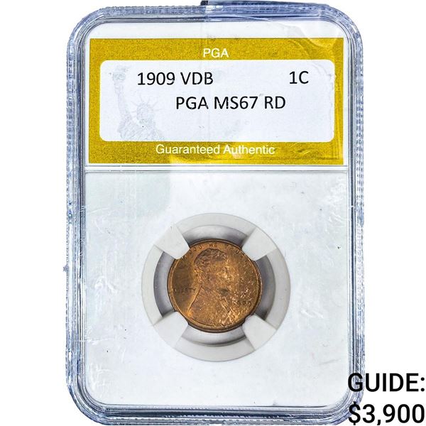 1909 VDB Wheat Cent PGA MS67 RD