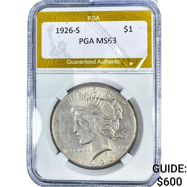 1926-S Silver Peace Dollar PGA MS63