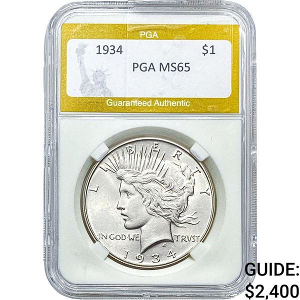 1934 Silver Peace Dollar PGA MS65