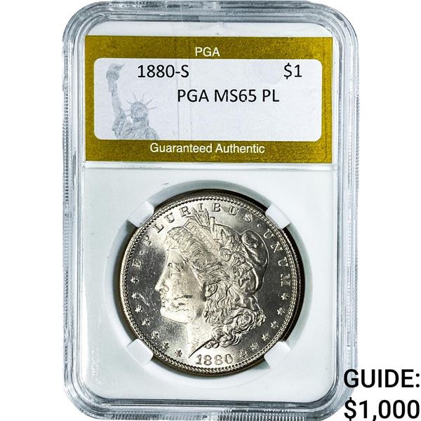 1880-S Morgan Silver Dollar PGA MS65 PL