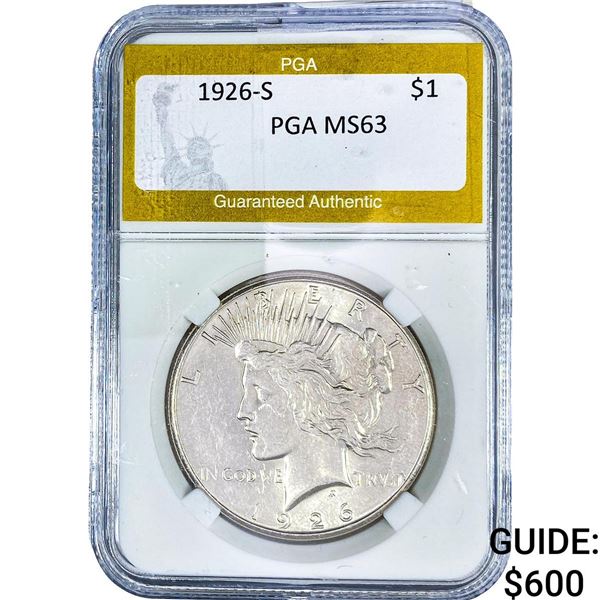1926-S Silver Peace Dollar PGA MS63