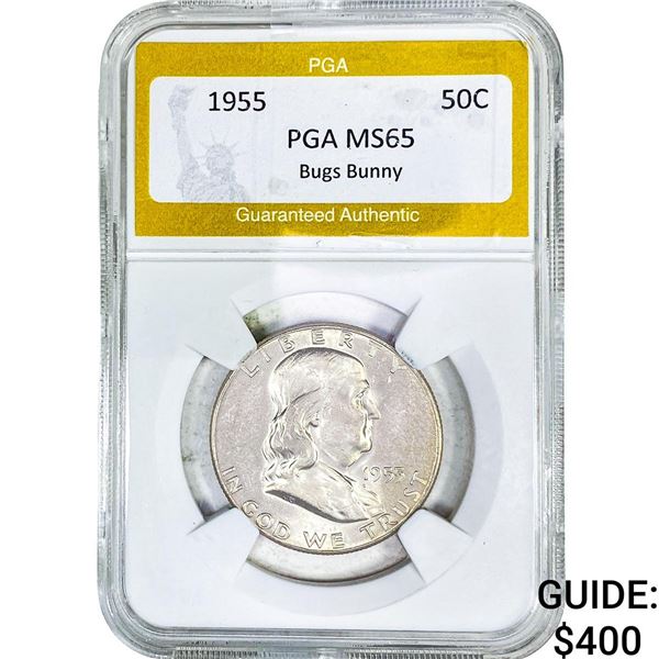 1955 Franklin Half Dollar PGA MS65 Bug Bunny