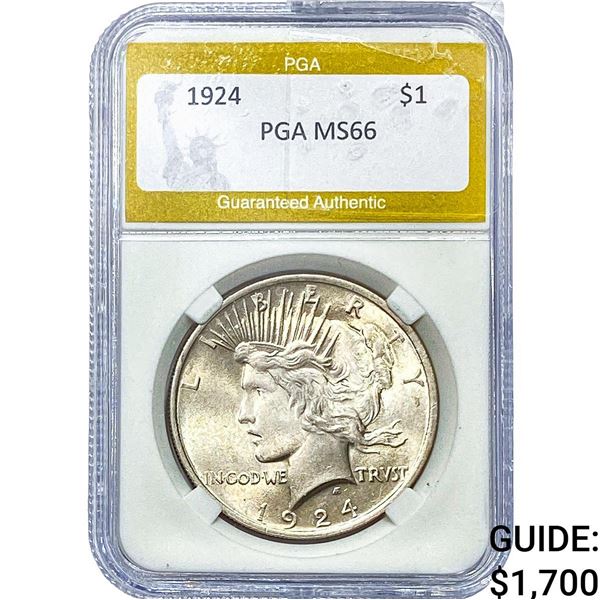 1924 Silver Peace Dollar PGA MS66