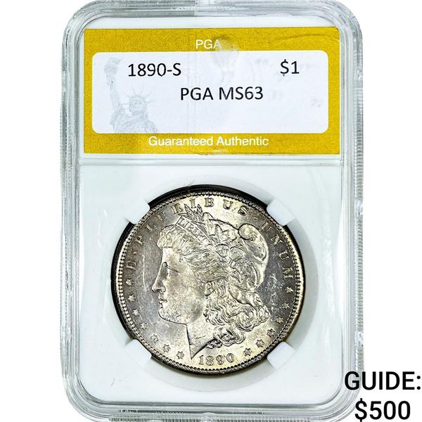 1890-S Morgan Silver Dollar PGA MS63