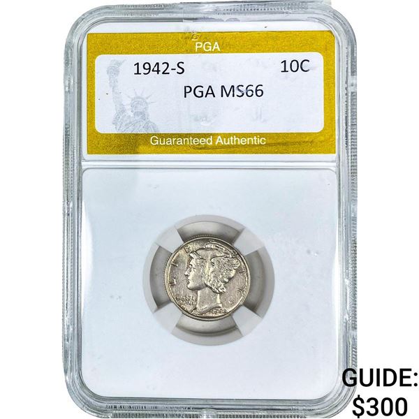 1942-S Mercury Silver Dime PGA MS66