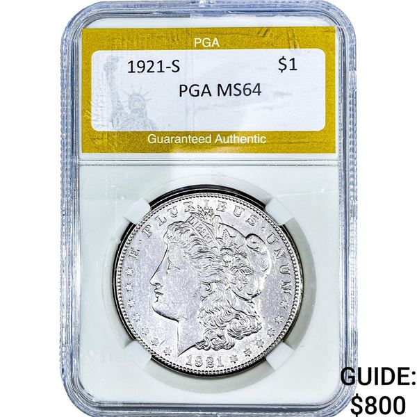 1921-S Morgan Silver Dollar PGA MS64