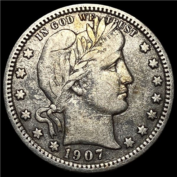 1907 Silver Barber Quarter NEARLY UNCIRCULATED
