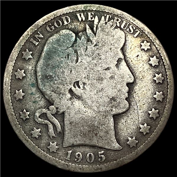 1905-S Silver Barber Half Dollar LIGHTLY CIRCULATED