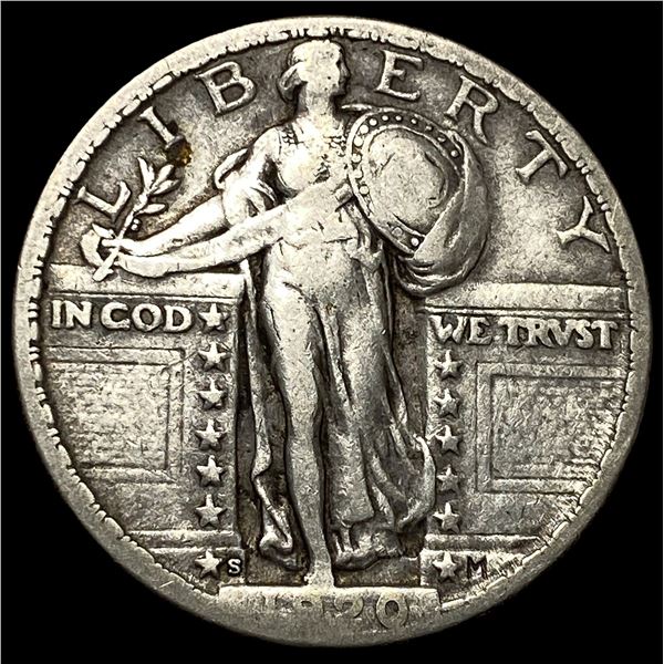 1920-S Silver Standing Liberty Quarter NEARLY UNCIRCULATED