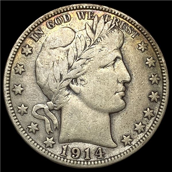 1914-S Silver Barber Half Dollar LIGHTLY CIRCULATED