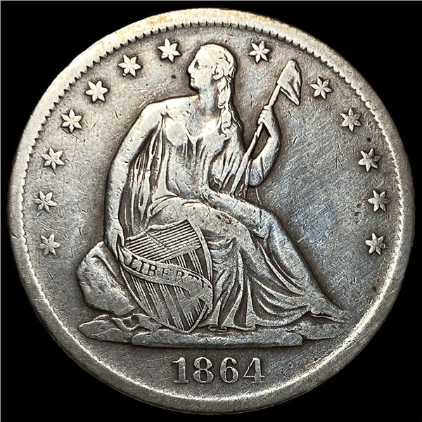 1864-S Silver Seated Liberty Half Dollar LIGHTLY CIRCULATED