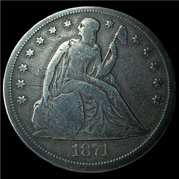 1871 Seated Liberty Silver Dollar LIGHTLY CIRCULATED