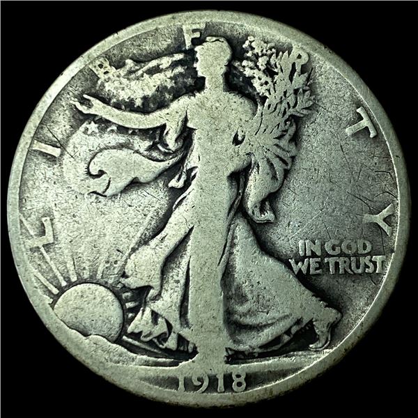 1918-D Silver Walking Liberty Half Dollar NICELY CIRCULATED