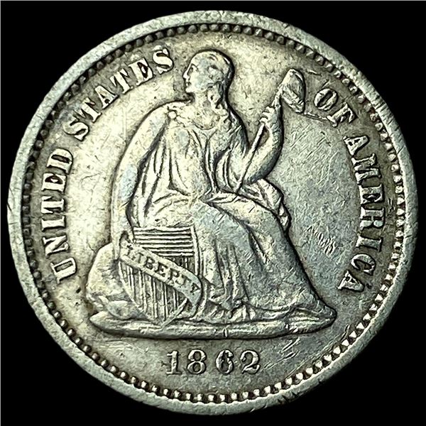 1862 Silver Seated Liberty Half Dime CLOSELY UNCIRCULATED
