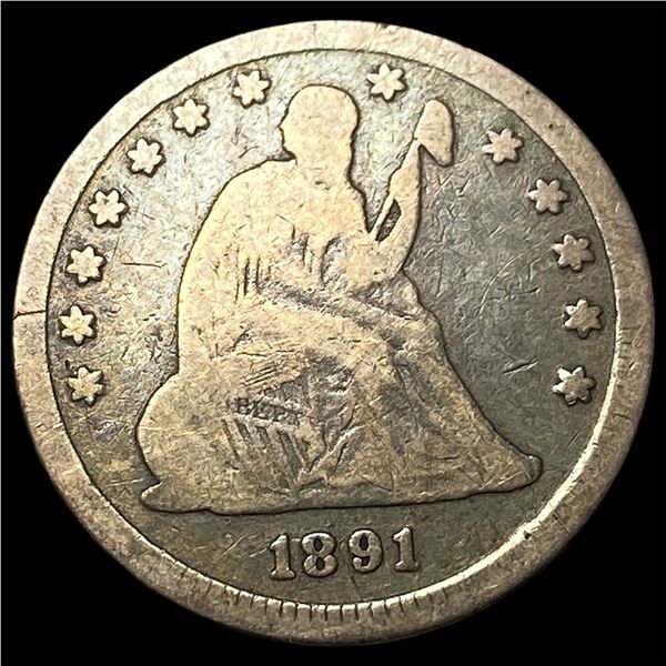 1891 Silver Seated Liberty Dime LIGHTLY CIRCULATED