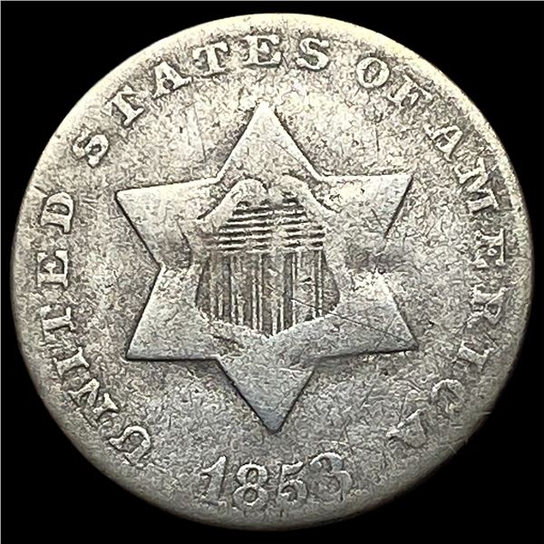1853 Silver Three-Cent Piece NICELY CIRCULATED