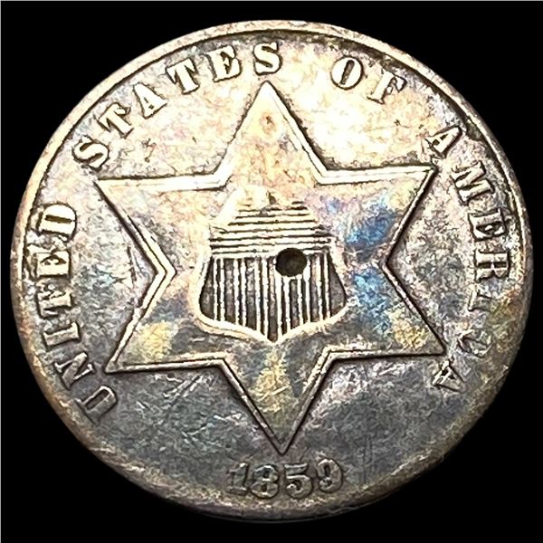 1859 Silver Three-Cent Piece LIGHTLY CIRCULATED