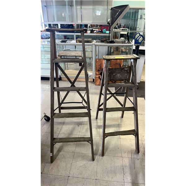 STURDY BRAND WOOD STEP LADDERS 1 X 4' , 1 X 5'